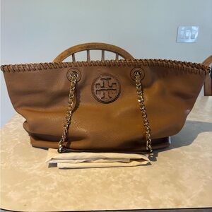 Tory Burch Brown Leather Tote Bag